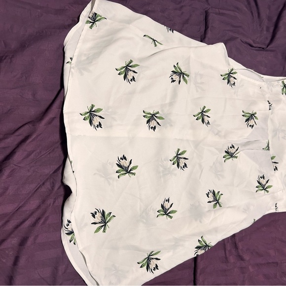 Ricki's xxl White Button Down Shirt with Green Floral Design- pit to pit 24” - Picture 2 of 8